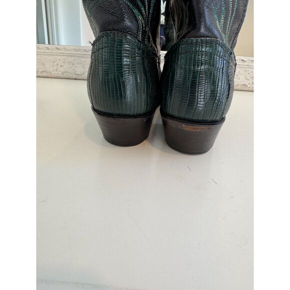 Dan Post Vintage Lizard Green Emerald Leather Cowboy Boots Cowgirl size 7.5 - Picture 5 of 6